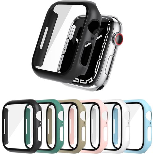 6 Pack Screen Protector For Apple Watch Series 8/7 41mm,Pc Hard Case With Tempered Glass Full Body Protective Cover Compatible With Iwatch Series 7 41mm