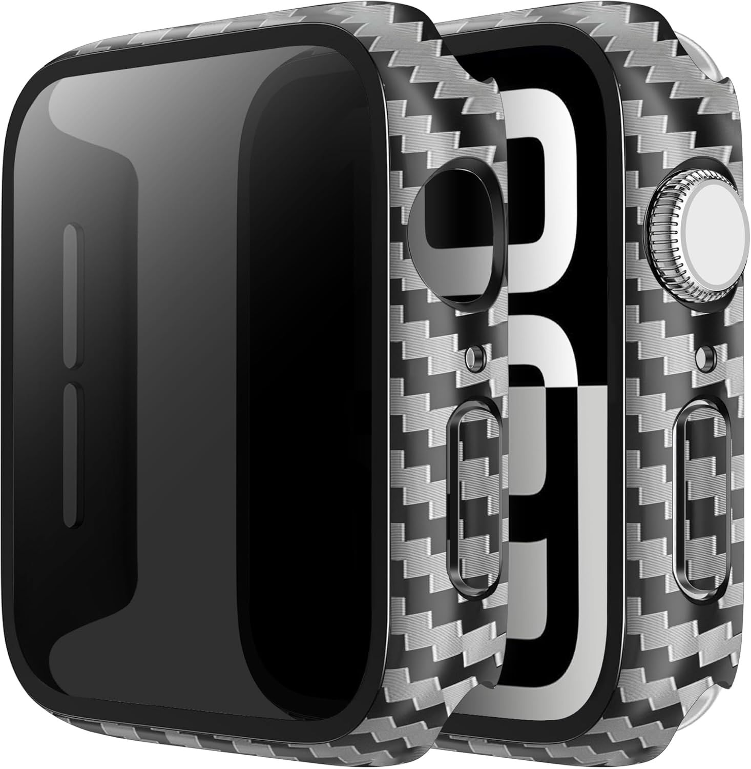 Apple Watch Case 46mm 2 Pack With Privacy Screen Protector,Anti-Glare Ultra Thin Protective Case For Apple Watch Series 10,Carbon Fiber
