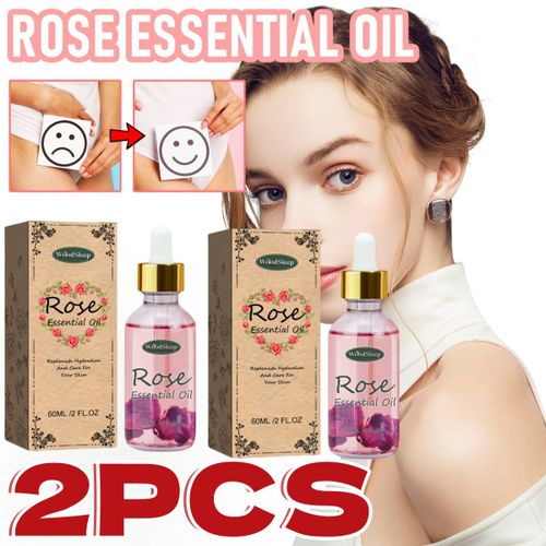 2pcs Soins Du Corps Rose Huile Essentielle, Hydrate La Peau Douce Et Lisse, Améliore La Peau Sèche, Femme Body Care Rose 