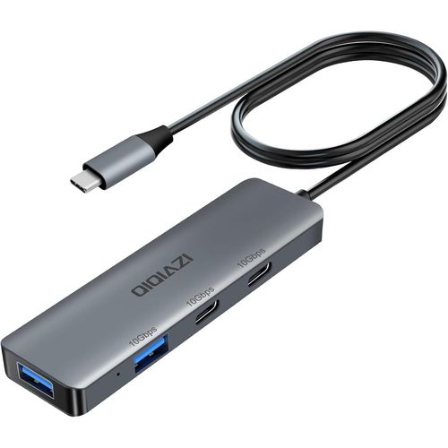Hub USB C 3.2 10 Gbps,adaptateur USB C avec 2 ports USB C 3.2 et 2 ports USB A 3.2,répartiteur multiport en aluminium avec câble de 60 cm pour iPhone 15/15 Pro,MacBook Pro,iMac,iPad Pro,.[W371]