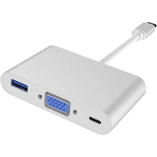 Adaptateur USB C vers VGA,concentrateur USB-C multiport avec Charge Rapide de Type C PD 60 W et USB 3.0 pour iPad Pro USB-C Thunderbolt 3,MacBook Pro,Retina,Air et Plus.[W974]