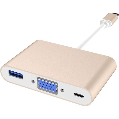 Adaptateur USB C vers VGA,concentrateur USB-C multiport avec Charge Rapide de Type C PD 60 W et USB 3.0 pour iPad Pro USB-C Thunderbolt 3,MacBook Pro,Retina,Air et Plus.[W973]