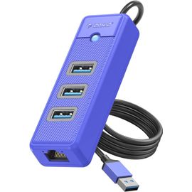 Hub USB Ethernet,Hub USB 3.0 à 4 Ports,Adaptateur USB-A vers Ethernet Gigabit avec 3*Hub USB 3.0 pour Ordinateur Portable,Hub USB 3.0 avec Adaptateur RJ45 Compatible avec MacBook iPad Pro.[W716]
