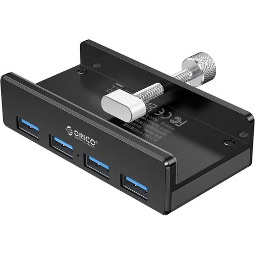 Hub USB 3.0 4 Ports ,Hubs USB Type de Clip 5 Gbps Mini Data Hub Aluminium Multi USB avec Câble 150 cm (A à A,Blanc) pour Moniteurs,Table (sans Connecteur D'adaptateur Secteur) -Noir.[W111]