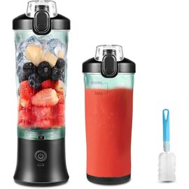 Mixeur Portable 600 ml pour Shakes et Smoothies-Mini Mixeur Smoothie avec 6 Lames Ultra-tranchantes et Batterie Rechargeable de 4000 mAh (noir carbone).[P112]
