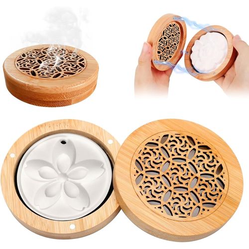 Parfumées Pour Huiles Essentielles,D'huiles Essentielles Avec Pierre Parfumée,D'huiles Essentielles Avec Boîte En Bois Massif,Pour La Diffusion Des Huiles Essentielles 