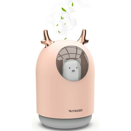 Humidificateur d'air bébé Chambre Ultrasonique Silencieux avec 7 Couleurs de Lumière 12 Hd'arrêt Automatique,300 ml USB Rose