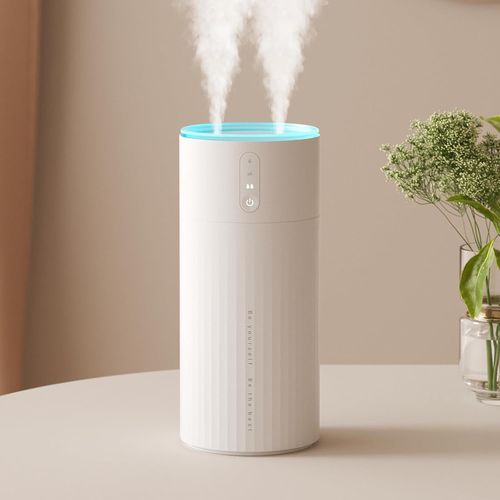 Humidificateur d'air 1 L,Humidificateur d'air bébé Remplissage par le haut 30 dB Silencieux,Humidificateur d'air chambre 8000 mAh,3 Lumières de couleur pour,arrêt Automatique-Blanc