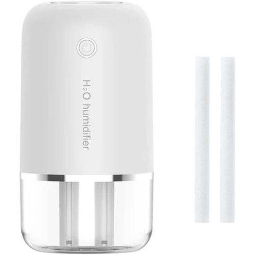 Humidificateur Mini humidificateur portable avec alimentation USB,lumière de nuit,ultra silencieux 400 ml,arrêt automatique,pour maison,bureau,chambre à coucher (blanc)