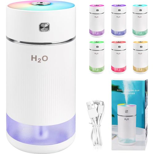 Humidificateur D'air,Mini Humidificateur,Humidificateur D'intérieur Deux Modes De Brumisation Pour Voiture Silencieux Veilleuse Colorée Pour Le Bureau,La Chambre À Coucher