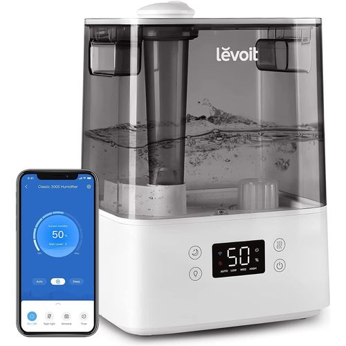 Humidificateur d'Air 6L,Intelligent WiFi Haut Remplissage Froid Humidificateur d' Air Bébé,Surveiller Humidité de L'Air,Minuterie,Veilleuse,26dB Silencieux,60H pour Chambre de 47 ¿