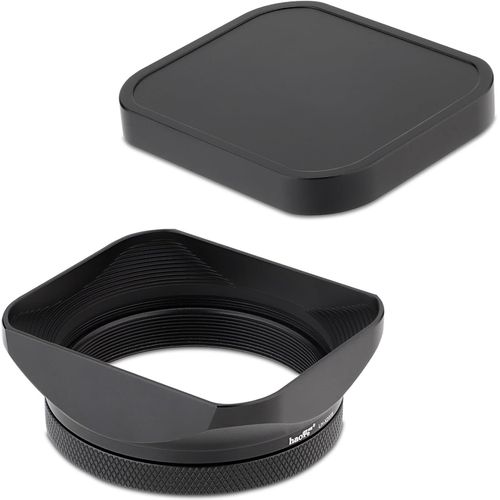 Pare-soleil carré en métal pour appareil photo Fujifilm X100VI Fuji X100V X100F X100T Accessoires d'appareil photo LH-X200B avec bague d'adaptation de filtre UV 49 mm et kit de capuchon en métal