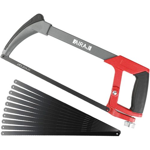 Scie à Métaux 300 mm,Scie à Métaux Portable avec 10 Lames Interchangeables,Scie Métaux 45°/90° pour Métal,Bois,Acier,Tuyau en PVC,Scie à Métaux et Plastique,Professionnelle Scie à Métaux.[W406]