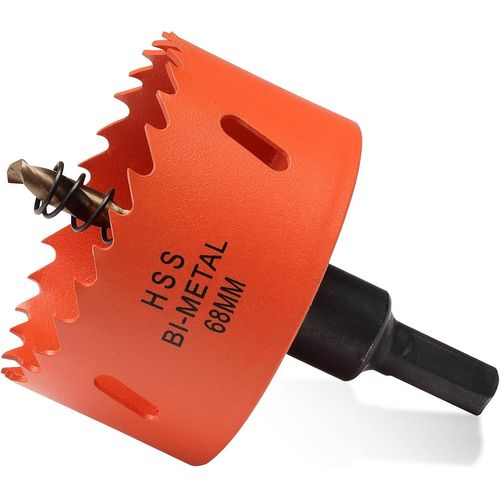Scie cloche bi-métal 68 mm,cloche pour bois et métal,couronne de forage ronde bi-métal avec profondeur de coupe de 35 mm pour acier,fonte,aluminium,cloison sèche,contreplaqué et acrylique.[W169]