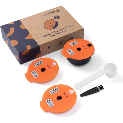 Dosettes de café s,180 ml,compatibles avec la machine à café en plastique PP,capsules de café rechargeables,1 capsule avec 2 couvercles de rechange (180 ml)