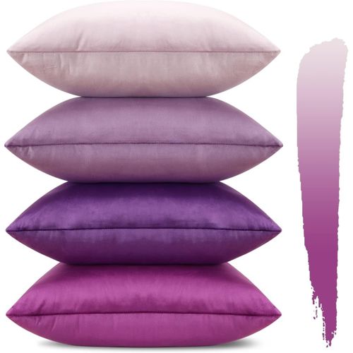 Lot De 4 Housses De Coussin En Velours,Housse Coussins Decoratif Doux Avec Fermeture Éclair Invisible Taies D'oreiller De Luxe Pour Canapé Chambre Salon (Série Pourpre,45 X 45 Cm)