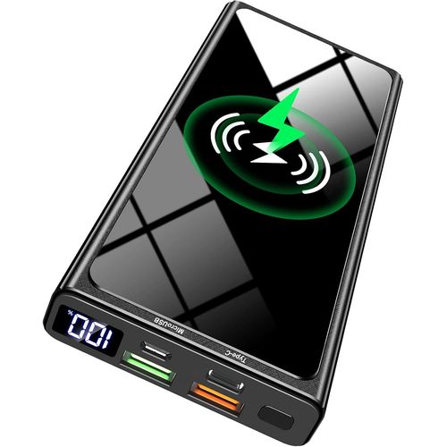 Batterie Externe Sans Fil 22,5 W Pd20w Qc 3.0 Avec Écran Led 10 000 Mah Avec Chargeur Rapide Portable,2 Entrées Et 4 Sorties (Qi Et Usb C) Pour Iphone,Samsung,Huawei,Ipad,Tablette,Airpods,Etc.[O1153]