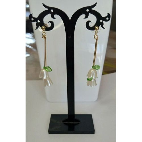 Boucles D'oreilles Longues Tiges Fleur Clochette Muguet (Modele 2)