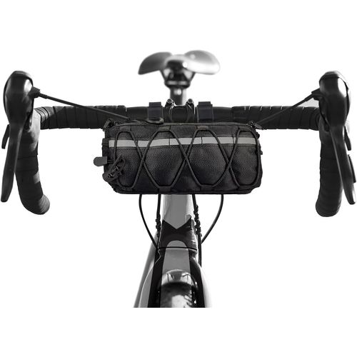 Bike Handlebar Bag 22 X 11 Cm Gravel Backpack Bikepacking Waterproof Bike Accessories (Black)