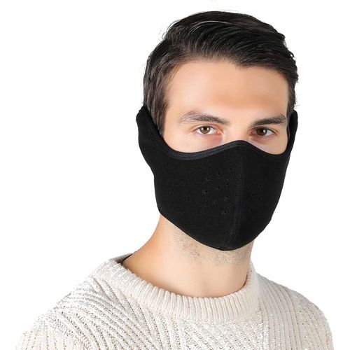 Masque Cagoule,Unisexe Cagoule Masque De Ski,Masque D'hiver Facial Pour À L'épreuve Du Vent,Anti-Buée Avec Protège-Oreilles Ajustables Noir