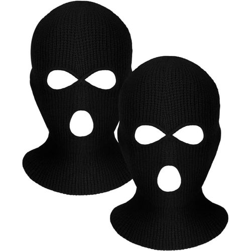 2 Pièces Cagoule 3 Trous,Balaclava À 3 Trous Tricoté,Cagoule Noir De Visage Complet Masque De Ski Pou Hommes Et Femme,Pour Sports Ski Moto Vélo Extérieur