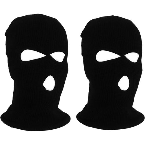 Lot De 2 Cagoules Tricotées Avec 3 Trous-Masque De Moto Pour Homme Et Femme-Cagoule De Ski-Coupe-Vent Et Chaud