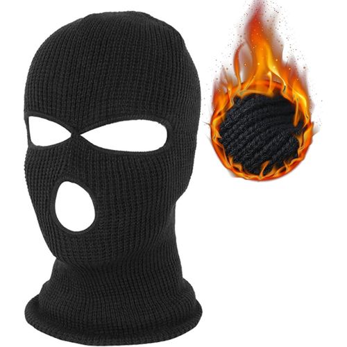 Cagoule 3 Trous,Balaclava À 3 Trous Tricoté,Cagoules À 3 Trous,Cagoule Noir De Visage Complet,Balaclava De Visage Tricoté,Cagoule D'hiver En Tricot À 3 Trous,Pour Moto Vélo Ski,Taille Unique