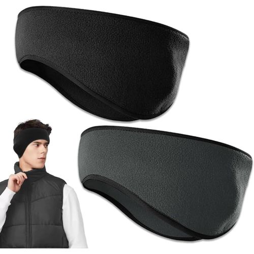 Cache-Oreilles En Polaire,2 Pièces Hiver Bandeau Cache-Oreilles Unisexe Chaleureux Bandeau De Sports D'hiver Coupe-Vent Elastique Bandeau D'oreille Léger Pour Course,Ski,Vélo