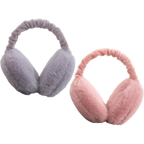 Cache Oreilles Femme,2 Pièces Cache-Oreilles Femme En Peluche Pliable,Réglables Cache Oreille Fille Hiver Chaud Couvre-Oreilles Earmuffs Coupe-Vent Et Chaud Protege Oreille