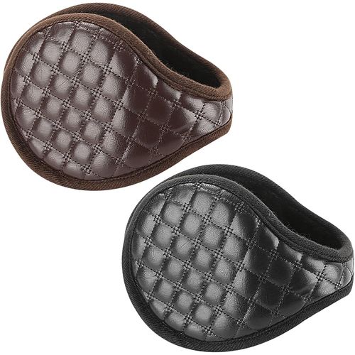 Cache Oreille Homme Lot De 2,Cache Oreille Hiver,Cache-Oreilles Coupe-Vent,Cache-Oreilles Pour De Plein Air,Adaptés Aux Voyages Dhiver,Au Cyclisme Et Au Ski,Cache Oreilles Noir + Brun