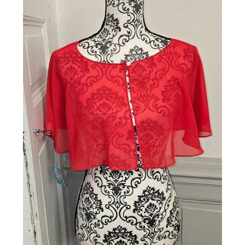 Cache-Épaules Mariage  Robe De Soiree Couleur Rouge Étoles Accessoires Capeline Poncho