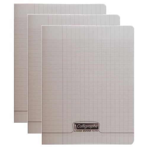 Calligraphe Lot De 3 Cahiers Piqué Polypro 17x22 Cm 48 P Séyès 90g Gris
