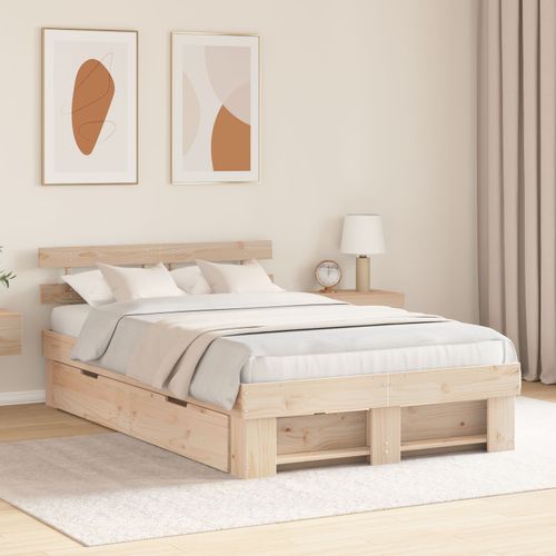 Vidaxl Cadre De Lit Avec Tiroirs 140x190 Cm En Pin Massif