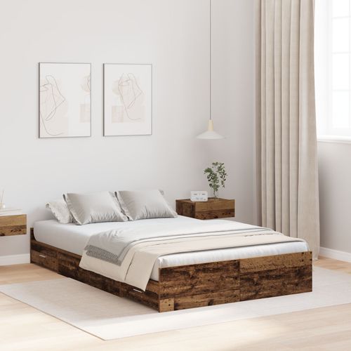 Vidaxl Cadre De Lit De Rangement Bois Ancien 120x190 Cm Bois D'ingénierie