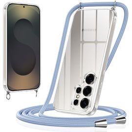 Coque Pour Samsung Galaxy S25 Ultra Avec Cordon De Collier, Transparent Silicone Tpu Bumper Protection Étui Housse Lanyard Avec Cordage Corde Réglable Chaîne Case Clear, Bleu 01[Mag6204197]