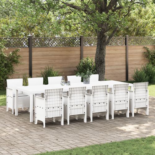 Ensemble De Salle À Manger De Jardin Vidaxl De 11 Pièces Avec Coussins En Poly Rattan Blanc