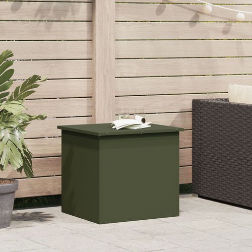 Vidaxl Coffre De Rangement Extérieur Vert Oliva 55x50,5x50 Cm Acier Laminé À Froid