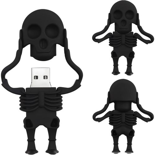 ERSHI-Clé USB 128 Go en Forme de Squelette de Dessin Animé Pendrive Amusante USB Mémoire Stick Cadeau (Noir)[285]