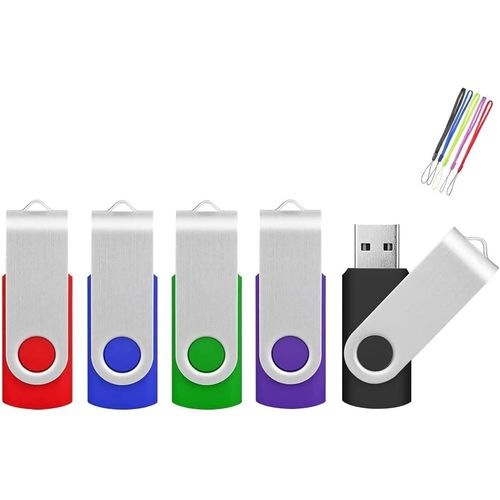 ERSHI-Clé USB 64Go Lot de 5 Cles USB 2.0 Clef USB Mémoire Stick Flash Drive Pivotant Haute Vitesse Stockage U Disque Bon Cadeau (5[1