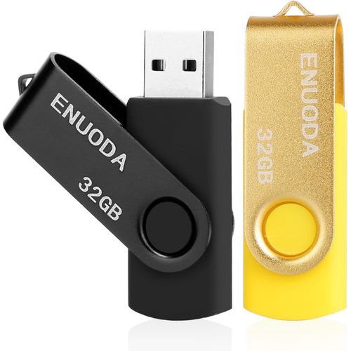 ERSHI-Lot de 2 Clé USB 32 Go USB 2.0 Flash Drive Stockage Rotation Disque Mémoire Stick pour Le Stockage et la Sauvegarde(Noir Oro[2