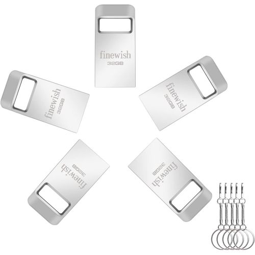 ERSHI-Cle USB 2.0 32 GO [Lot de 5], Métal Clé USB 32GB USB Flash Drive 32GO Portable Clef USB 32 Giga avec Keychain pour Ordinateu[5