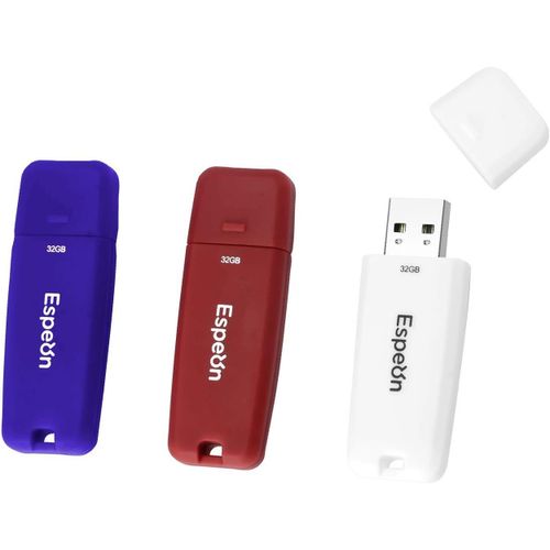 ERSHI-Lot de 3 Clé USB, 32 Go USB 2.0 Flash Drive, PenDrive, couleurs classiques: blanc, bleu, rouge[691]
