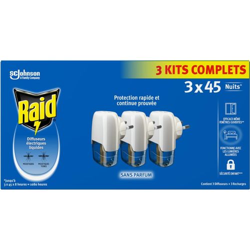 ERSHI-Diffuseurs Electriques Liquides 3 Kits 3en1 - Moustiques & Moustiques Tigres - 3 Diffuseurs + 3 Recharges 45 Nuits[12]