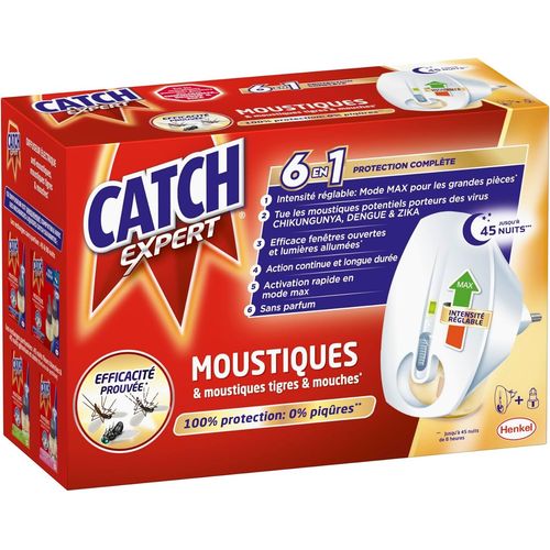 CATCH Expert Moustiques - Diffuseur électrique réglable + Recharge (45 nuits) - Répulsif Anti-Moustiques & Moustiques Tigres