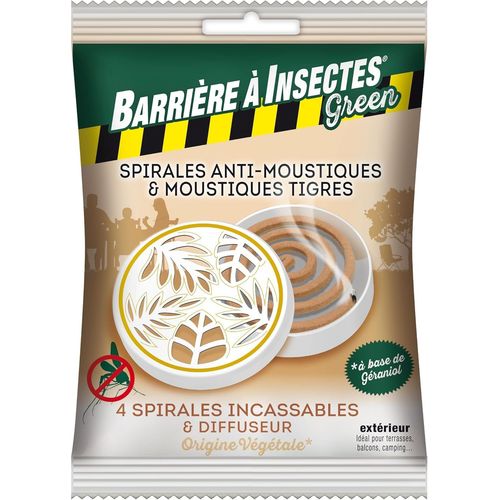 ERSHI-BARRIERE A INSECTES Green Anti-moustiques à Base de géraniol et boîtier décoratif-Sachet de 4 Spirales + 1 diffuseur, Nicht [2