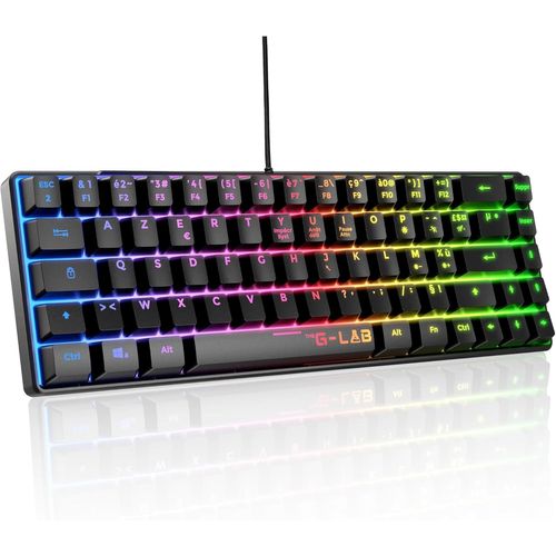 ERSHI-The G-LAB Keyz Hydrogen, Clavier Gamer 60%, Clavier Semi-mécanique Filaire Azerty, Rétroéclairage Multicolore- Mini Clavier [6