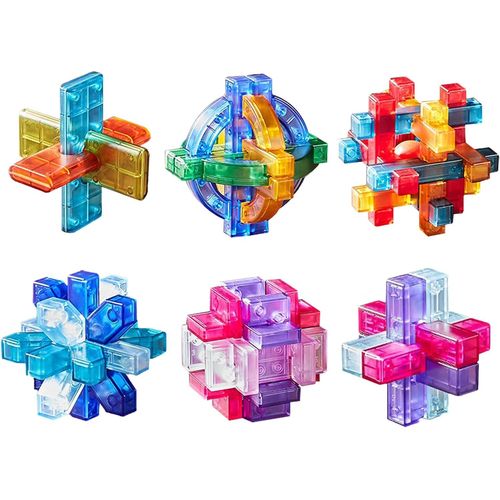 6 Pièces Casse-Tête en Plastique Puzzle 3D Jeu de Logique Educatif Jeu de Patience Jigsaw Lock Cube,Intelligence Géométrie Logique Défi Jouet IQ Jeu Réflexion pour Enfants et Adultes.[Y599]