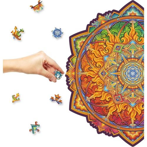 Casse-Tête En Bois-Mandala Soleil Naissant-350 Pièces-Très Grand Format-33 X 33 Cm-Beau Emballage Cadeau-Forme Unique Pour Adultes Et Enfants.[Y795]-Générique
