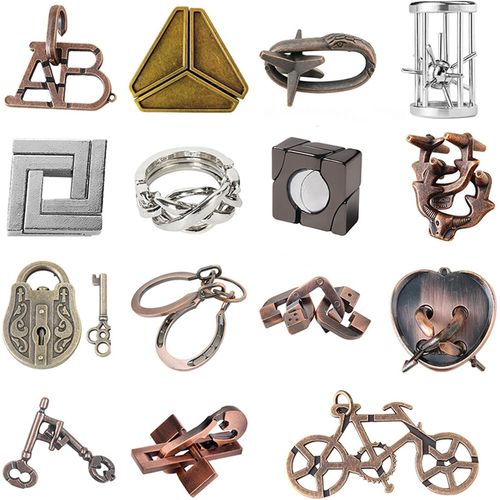 Casse-Tête En Métal Set 15 Pièces,Jouet De Puzzle En Métal,3d Puzzles En Métal Jouets De Casse-Tête,Jouets D'intelligence Éducative Pour Enfants Et Adultes Challenge(Type A).[Y434]-Générique
