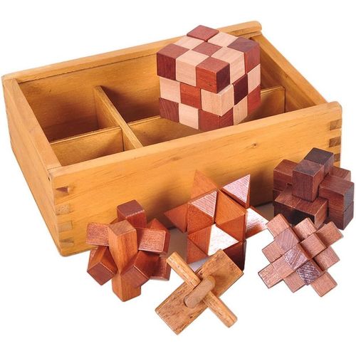 Casse-Tête en Bois Set 6 Pièces-Jouet de Puzzle en Bois-3D Puzzle en Bois-Jouets pour des Enfants et des Adolescents.[Y810]